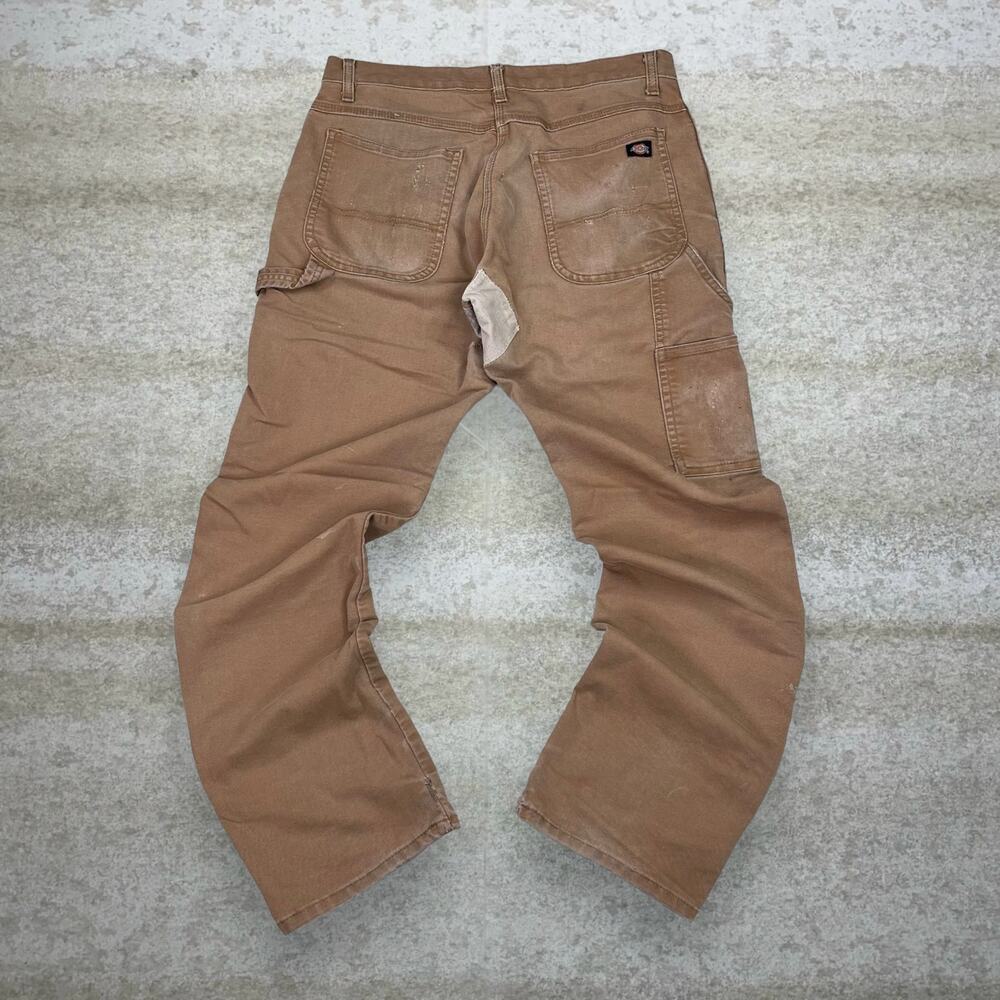Vintage 90s Dickies Carpenter Pants 32x32 Baggy Tan Canvas Dungarees Work Wear
